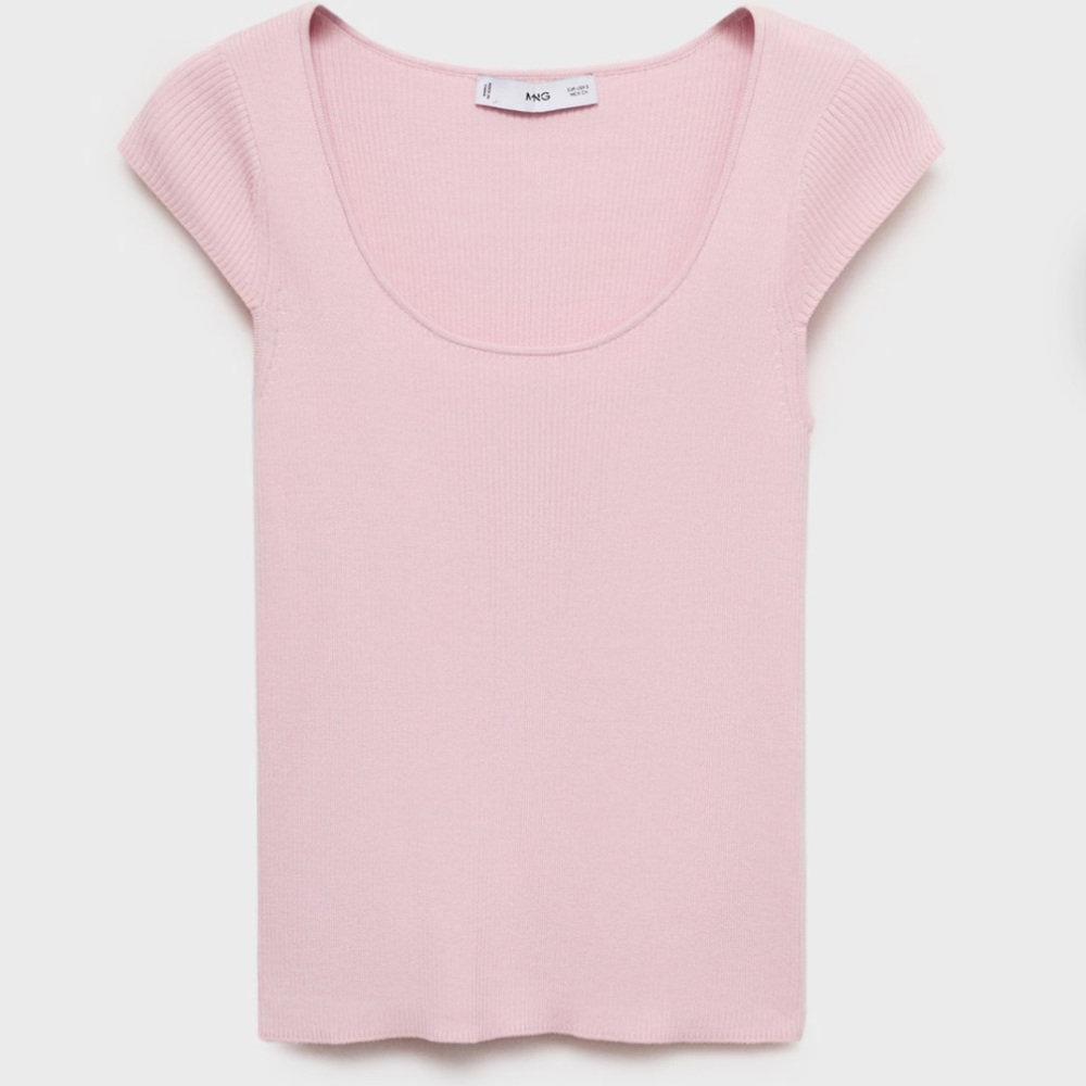 Mango Soft Pink Ribbed Top